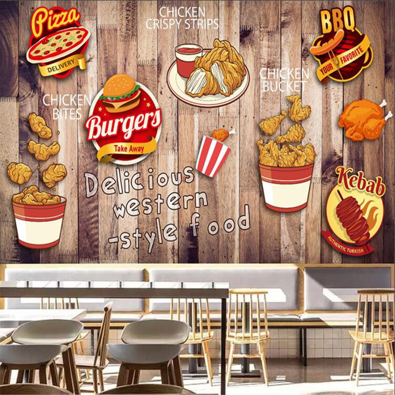 Food Snacks Background - Personalizado frango frito hambúrguer papel de