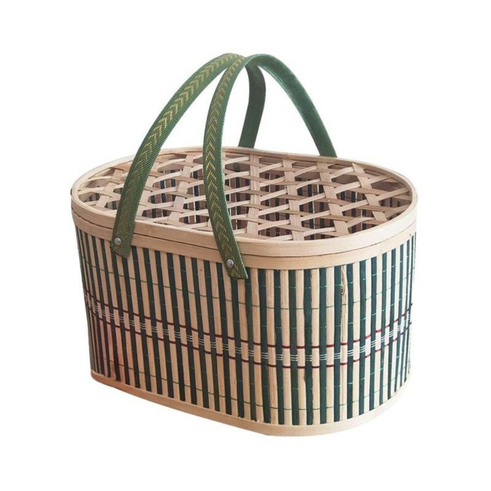 Food Snacks Basket - Cesta de bambu artesanal durável, tecido