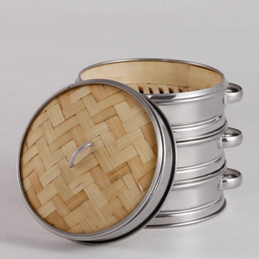Food Snacks Basket - Navio de bambu e bambu, aço