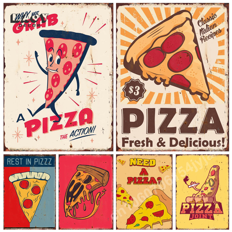 Food Snacks Background - Placas de Metal Engraçadas de Pizza