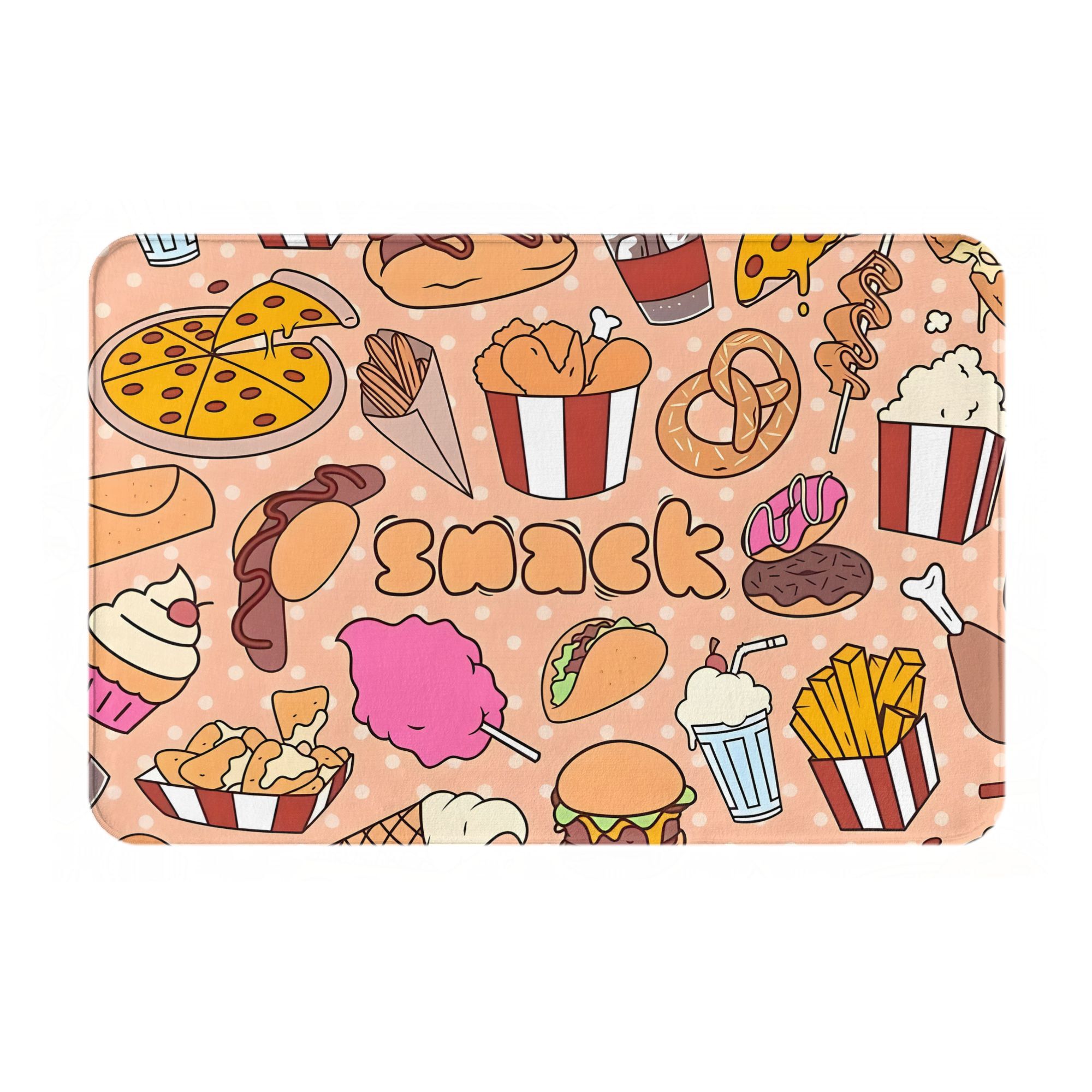 Tapete de Entrada de Poliéster - Food Snacks Background avaliação e preço