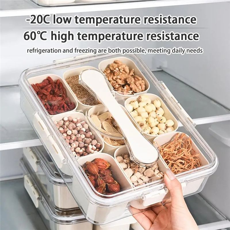 Bandeja de servir com 9 compar - Food Snacks Candy avaliação e preço