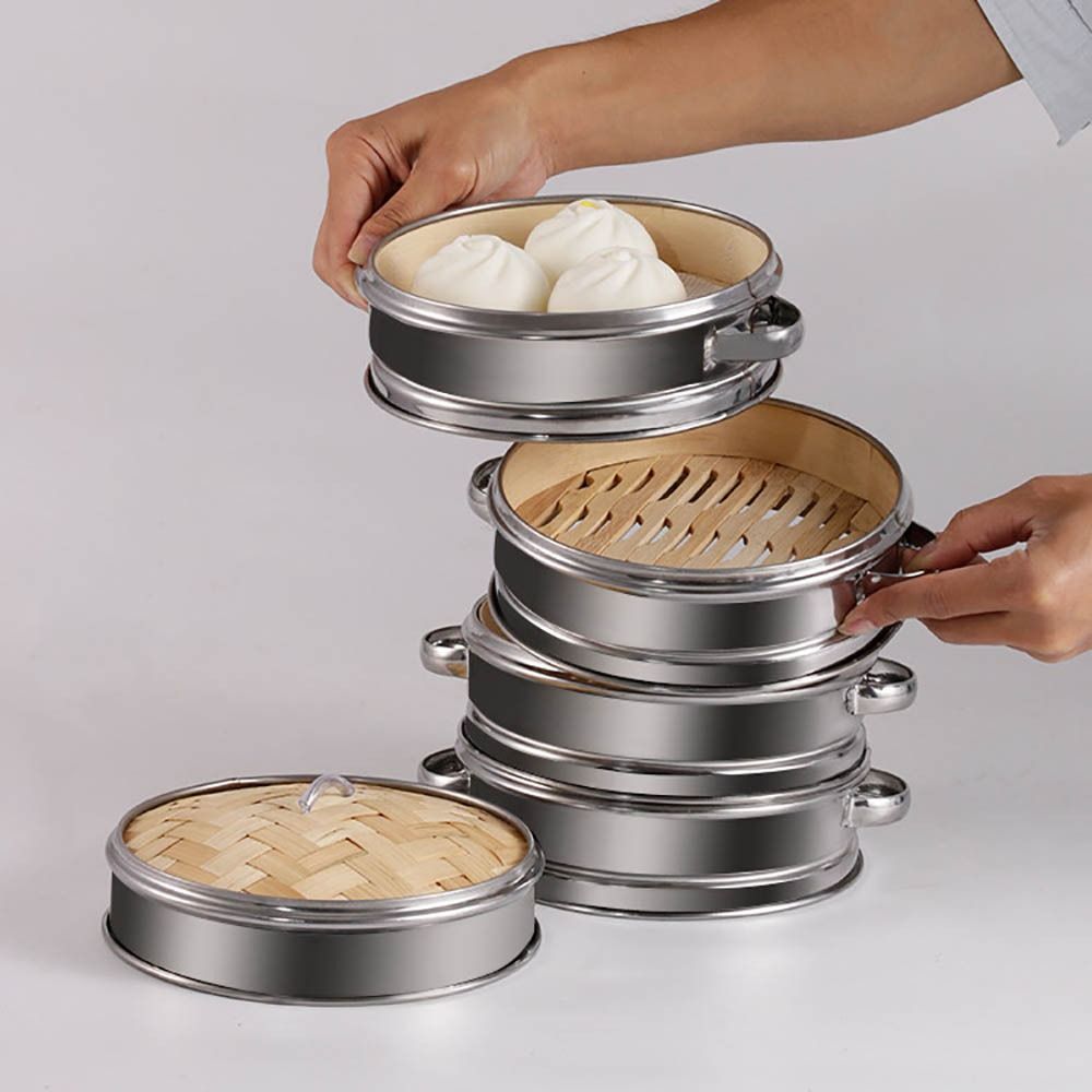 Navio de bambu e bambu, aço in - Food Snacks Basket avaliação e preço