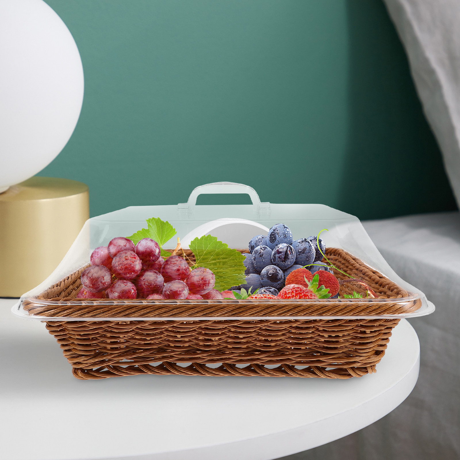 Cesta de Pão com Tampa Transpa - Food Snacks Basket avaliação e preço
